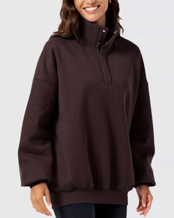 Gym & Coffee - Snap Collar Sierra Sweatshirt Mocha