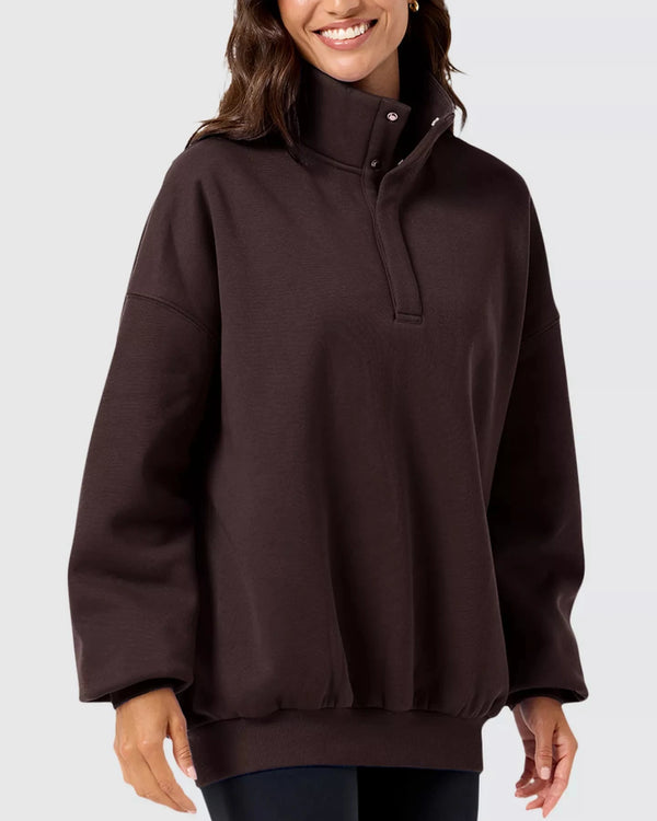 Gym & Coffee - Snap Collar Sierra Sweatshirt Mocha