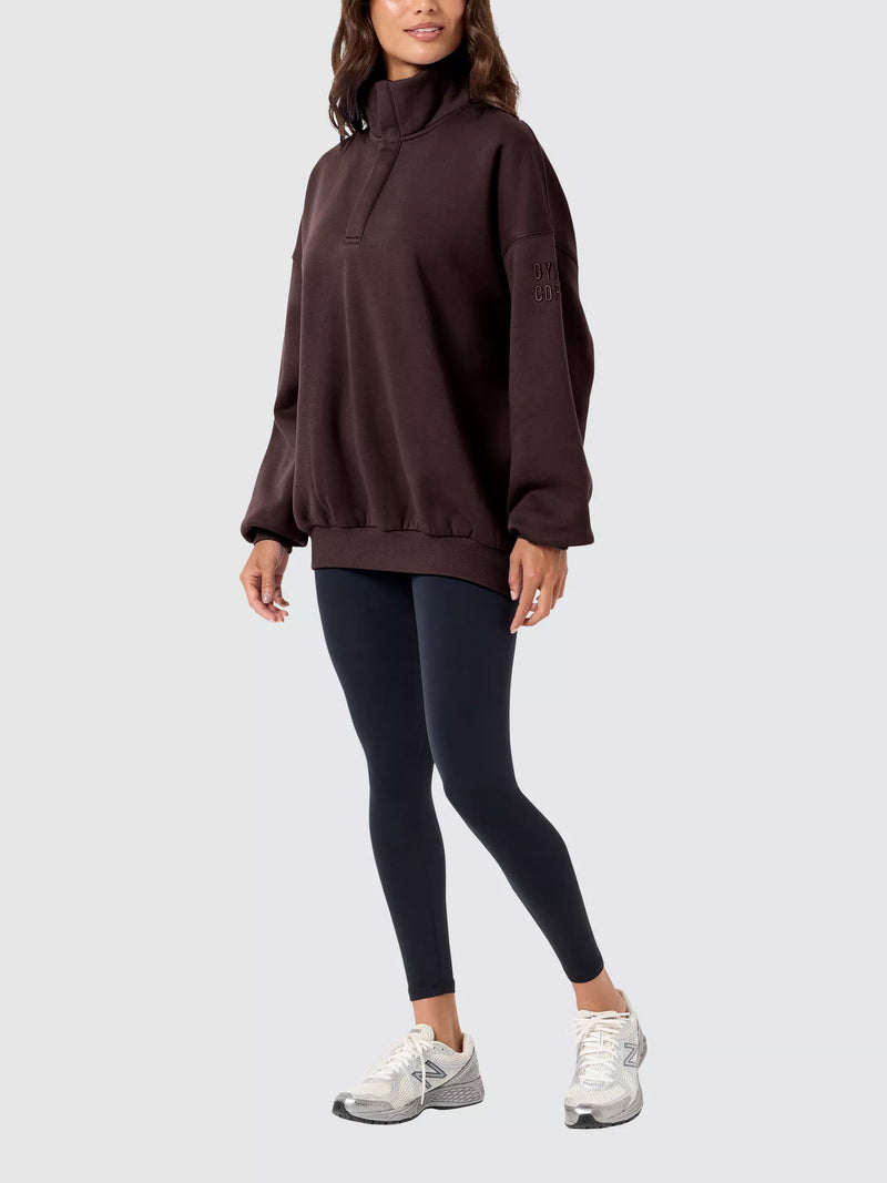 Gym & Coffee - Snap Collar Sierra Sweatshirt Mocha