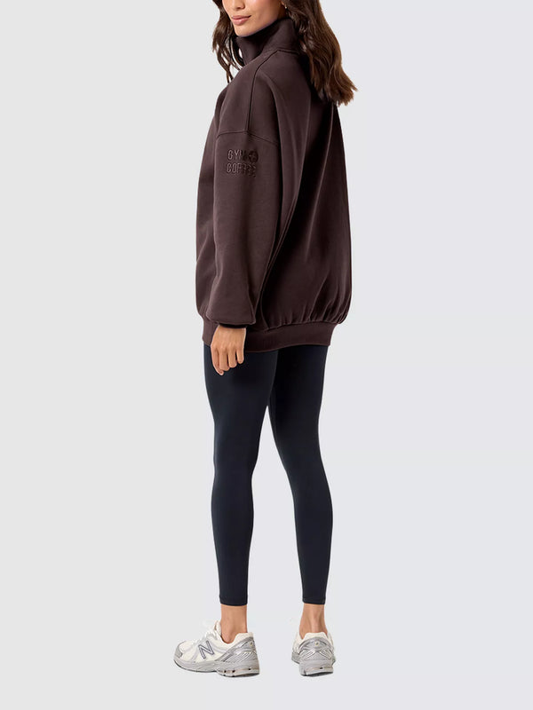 Gym & Coffee - Snap Collar Sierra Sweatshirt Mocha