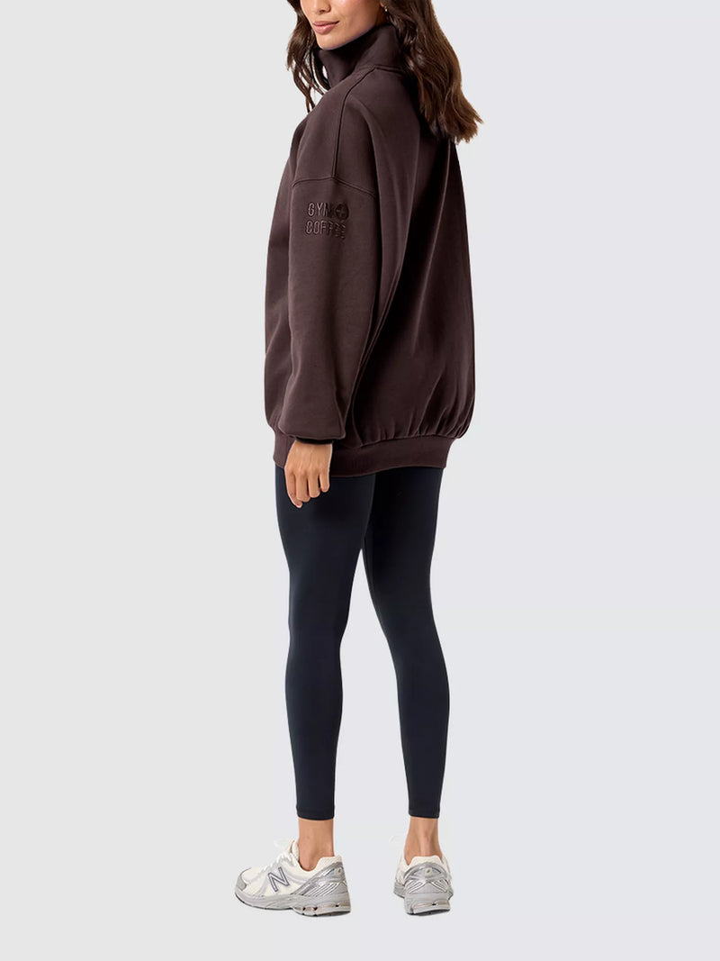 Gym & Coffee - Snap Collar Sierra Sweatshirt Mocha