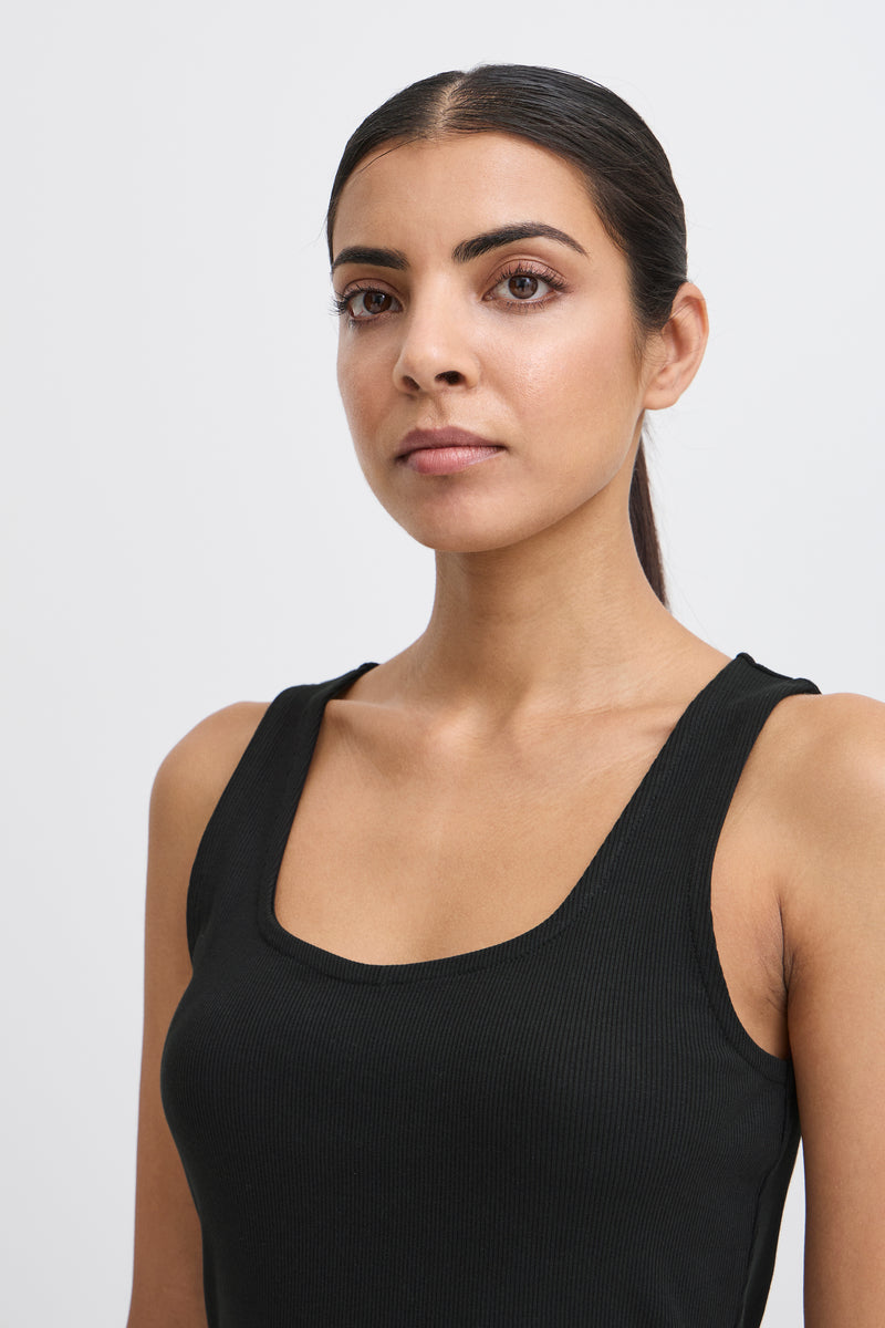 ICHI Loreta Black Vest Top