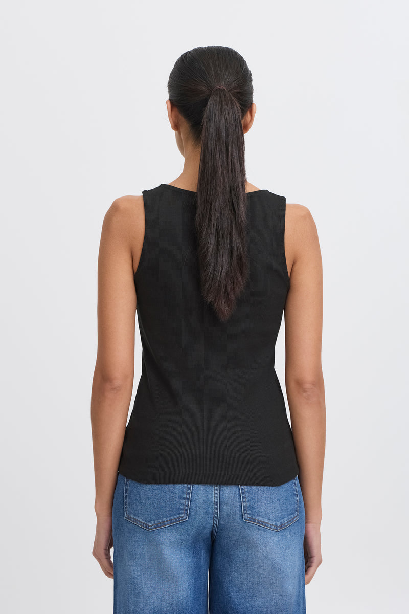 ICHI Loreta Black Vest Top