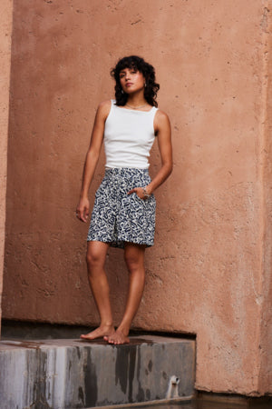 ICHI Marrakech Navy Paisley Shorts