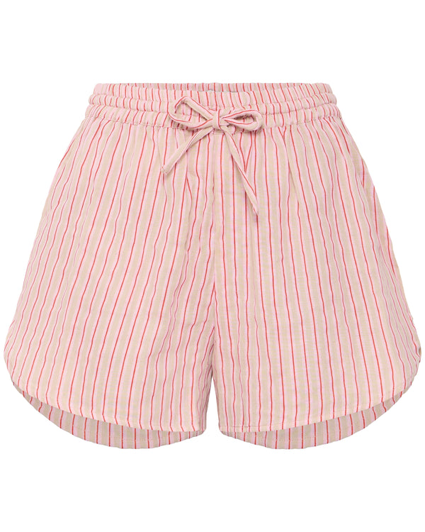 ICHI Pink & Red Stripped Shorts