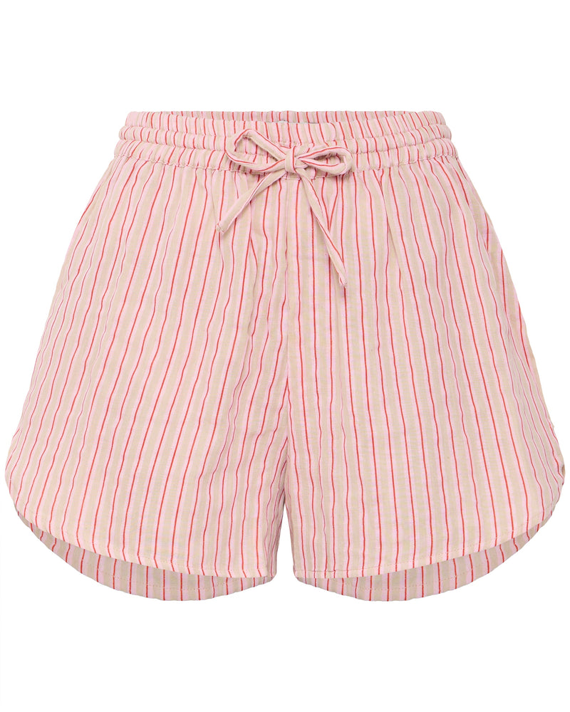ICHI Pink & Red Stripped Shorts