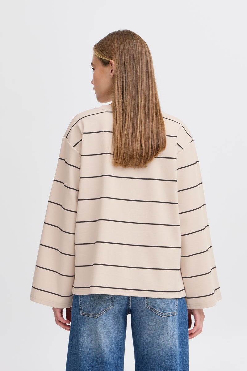 ICHI Doeskin & Navy Stripe Top