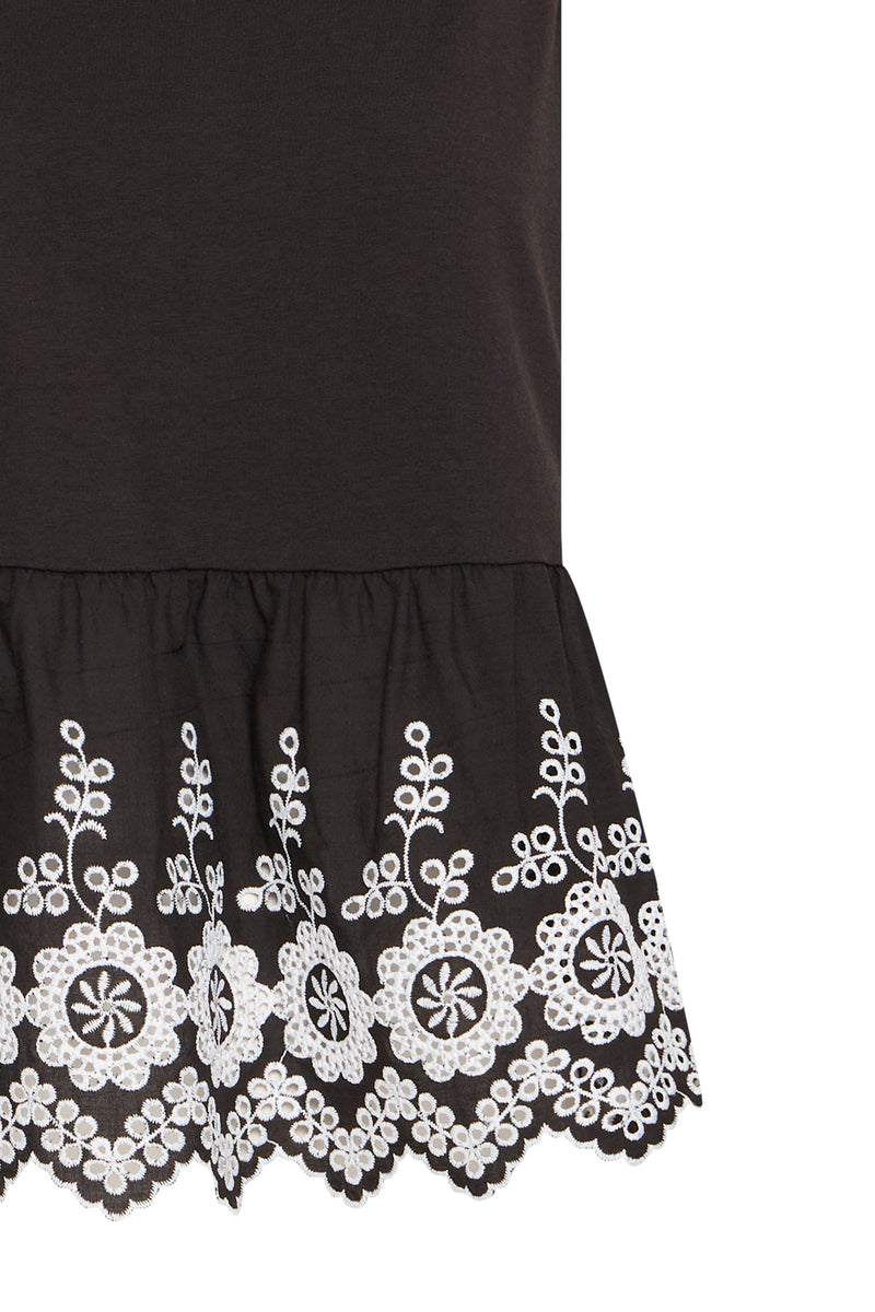 ICHI Maliu Black Embroidery Top
