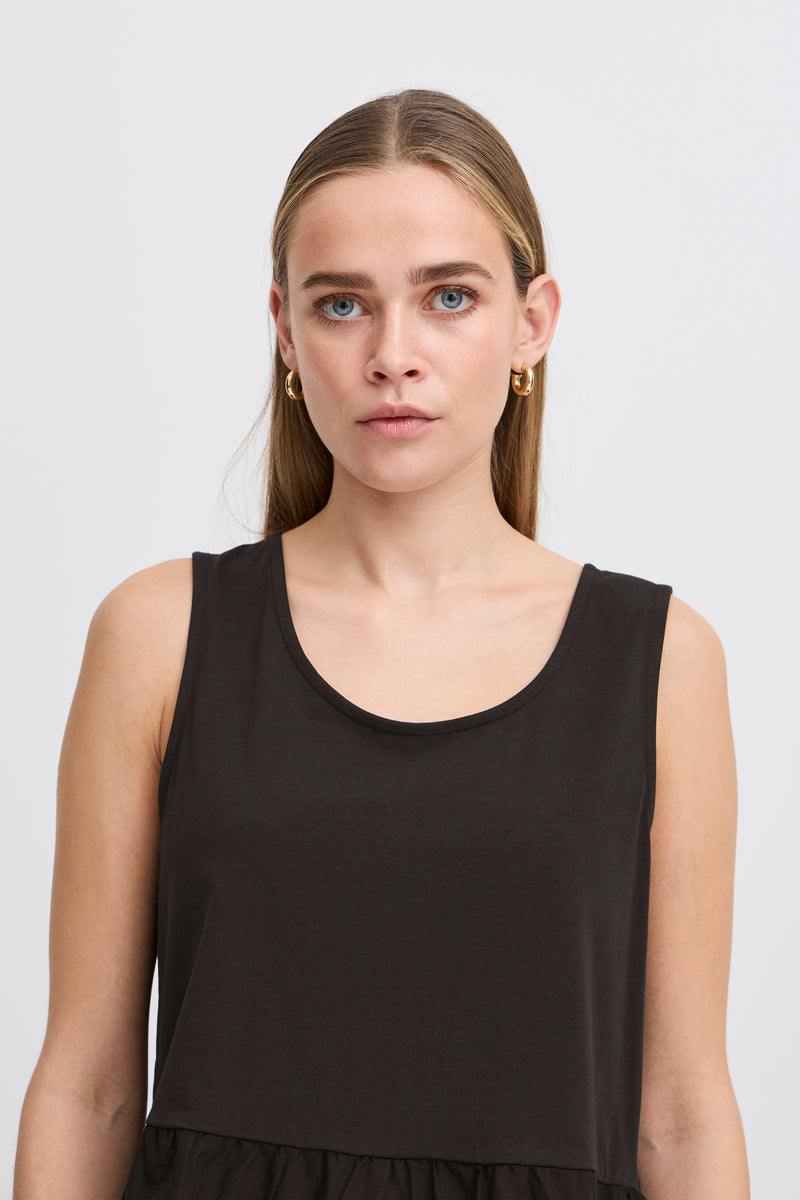 ICHI Maliu Black Embroidery Top
