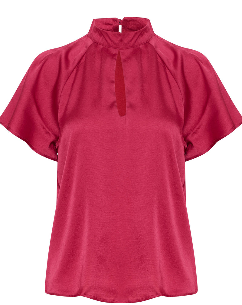 B.Young Pink Satin Blouse