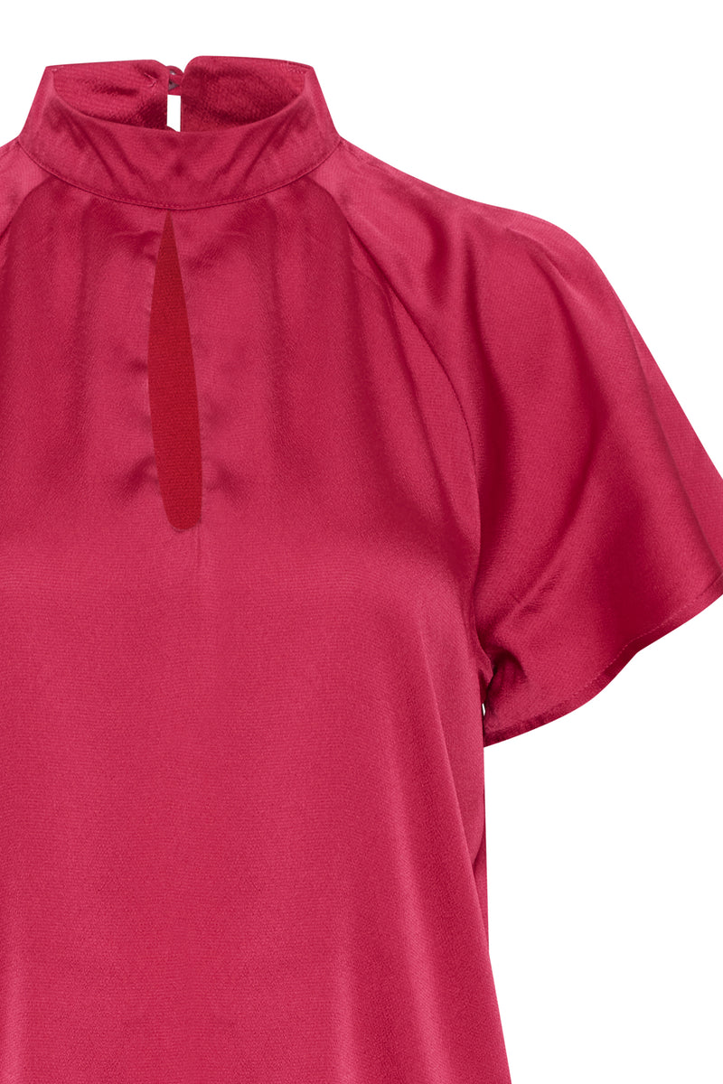 B.Young Pink Satin Blouse