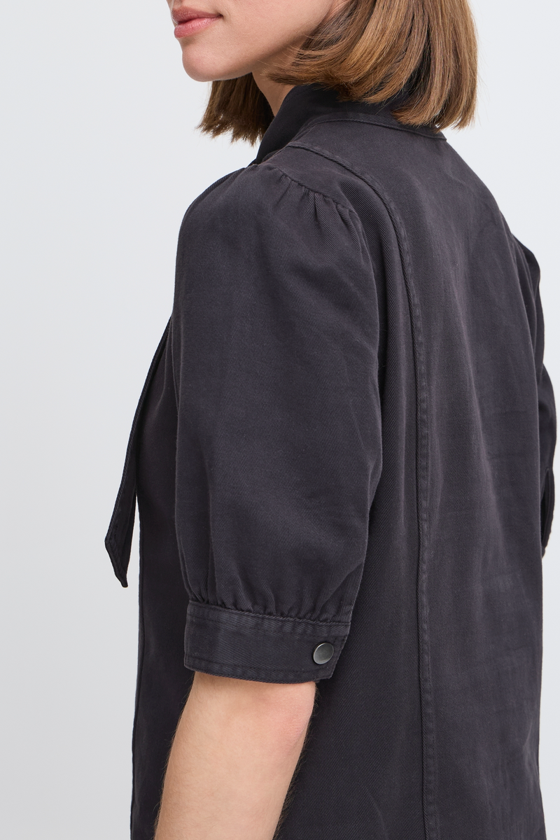 B.Young Black Milla Tie Blouse