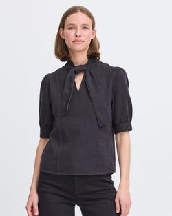 B.Young Black Milla Tie Blouse