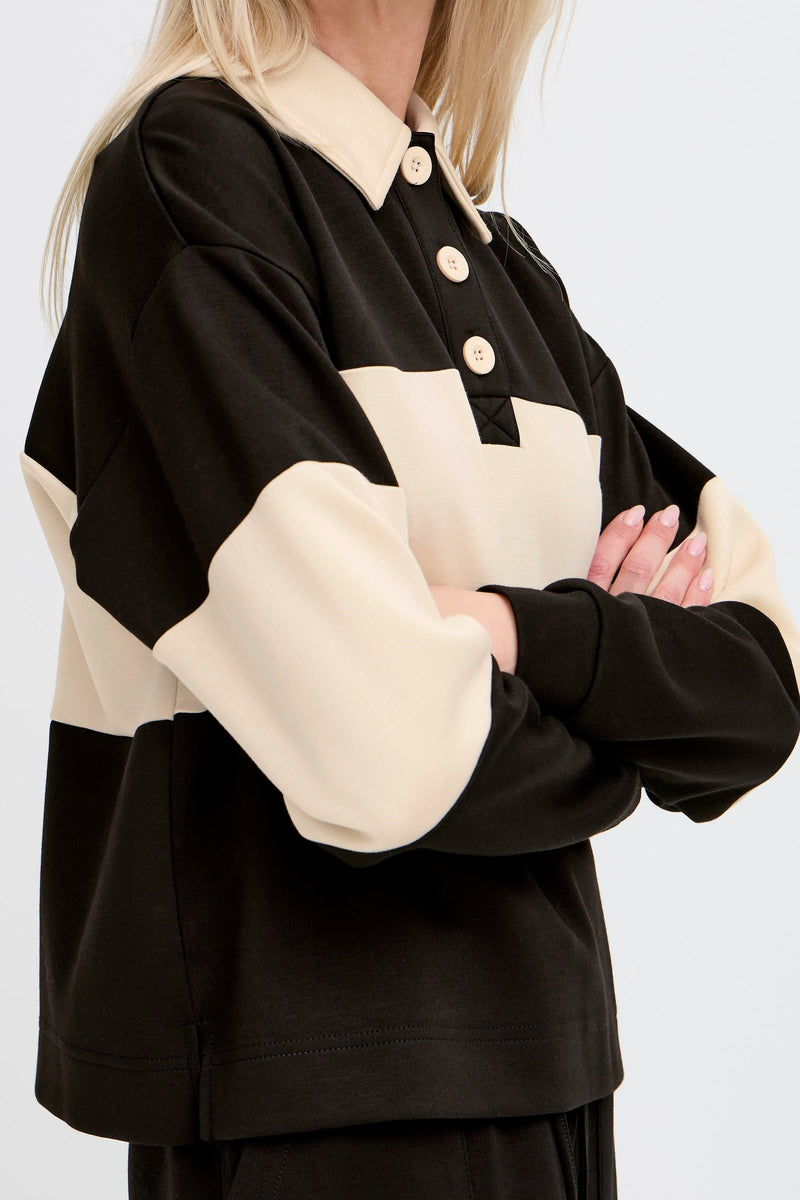 B.Young Lexi Black Contrast Polo