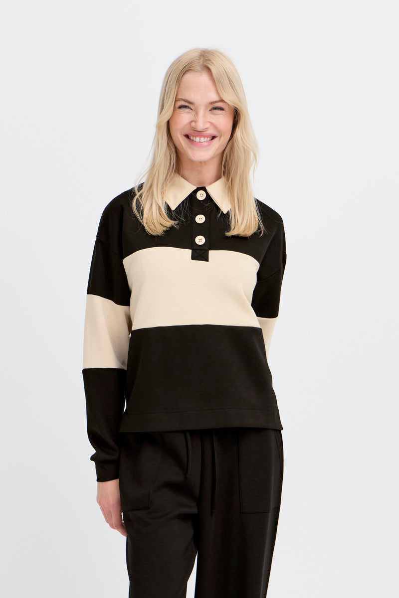 B.Young Lexi Black Contrast Polo