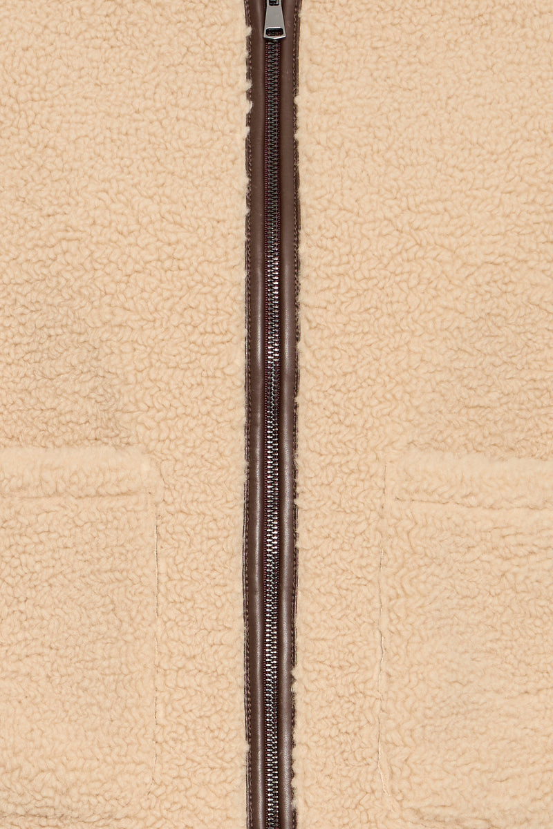 B.Young - Sherpa  Brown Leather Jacket