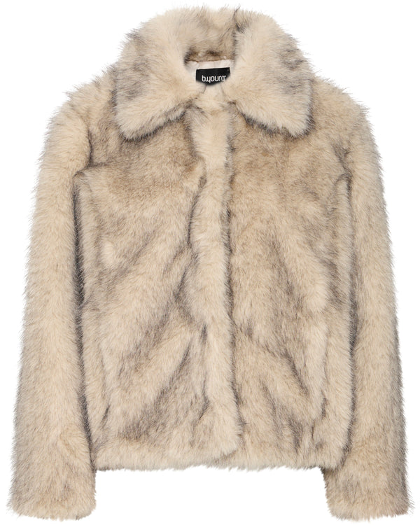 B.Young Cream Kaja Faux Fur Coat