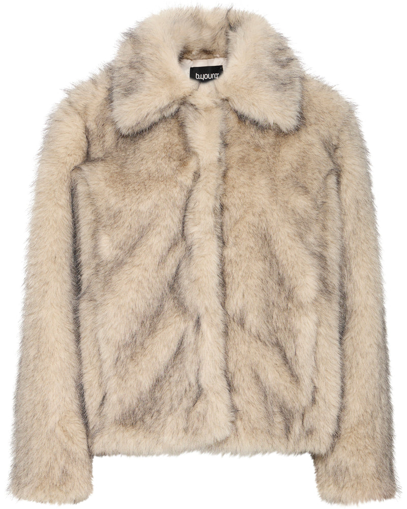 B.Young Cream Kaja Faux Fur Coat