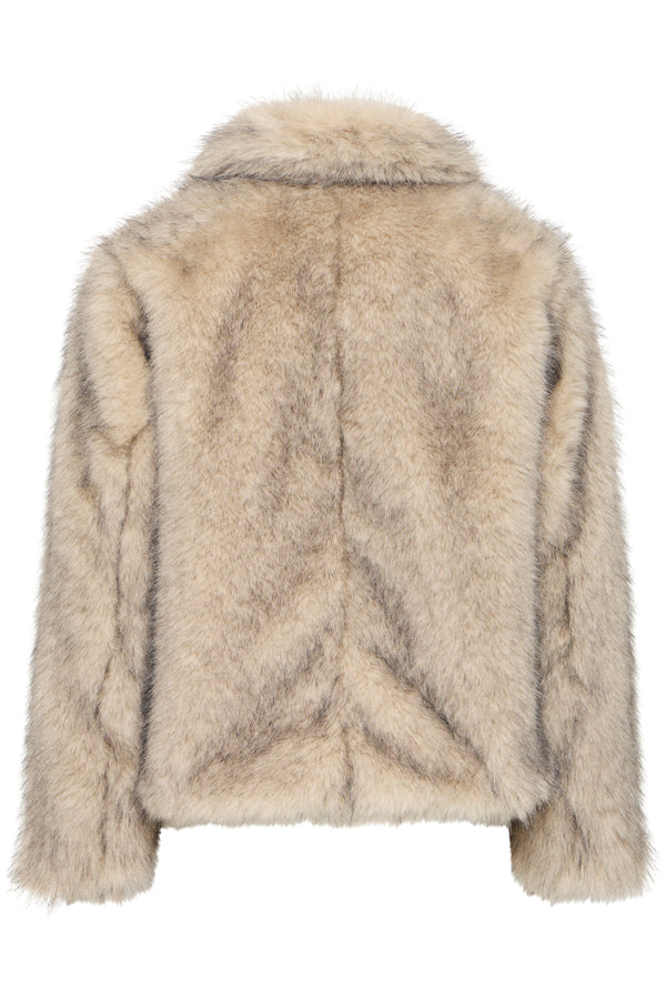 B.Young Cream Kaja Faux Fur Coat