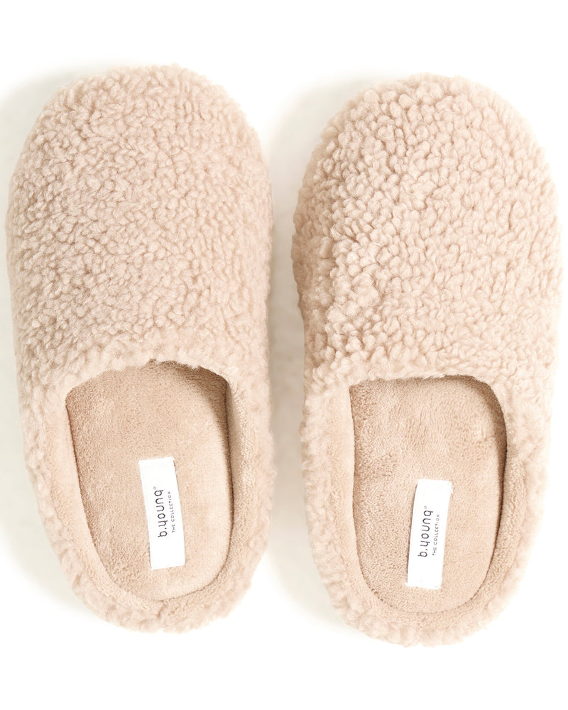 B.Young - Cream Borg Slippers