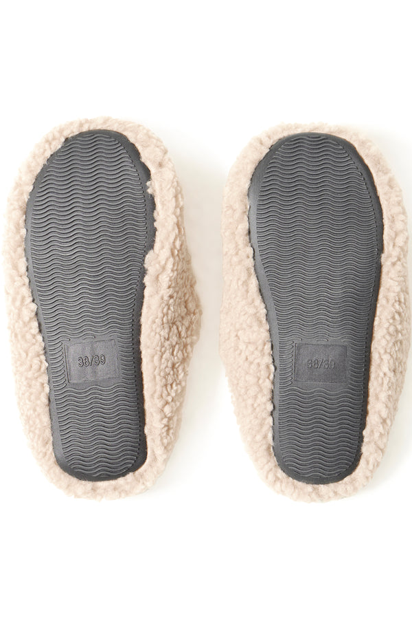 B.Young - Cream Borg Slippers