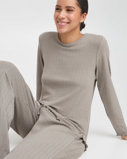 B.Young - Neutral Ribbed Pyjama Set