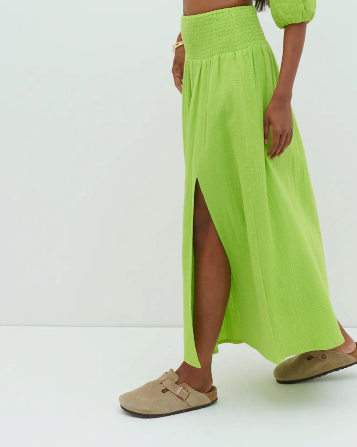 Ingrid Lime Ruched Midaxi Skirt