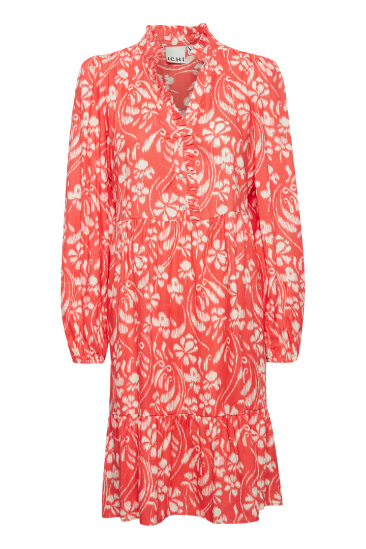 ICHI Coral Floral Mini Dress