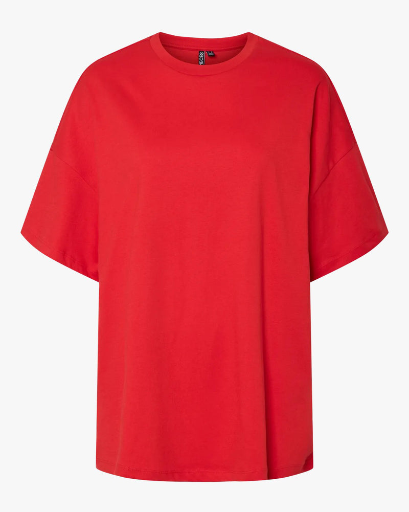 PIECES - Bright Red Oversized Tee
