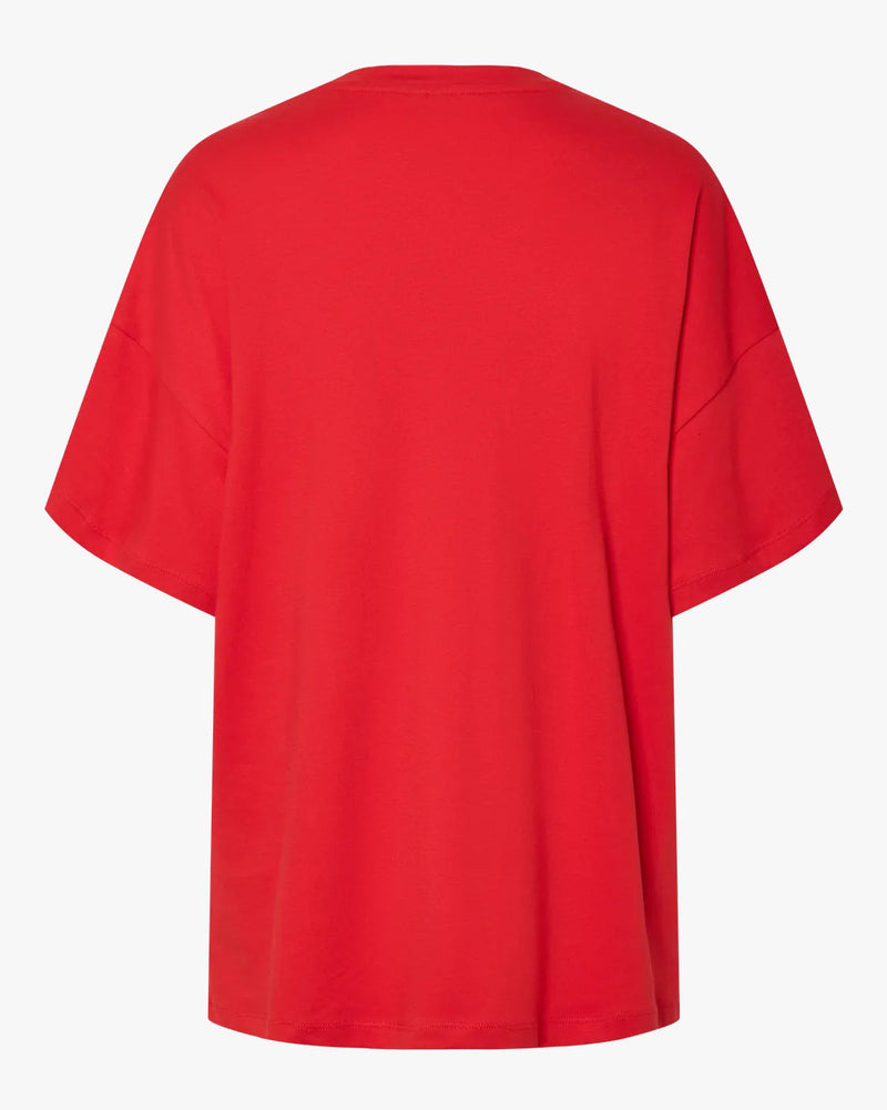 PIECES - Bright Red Oversized Tee