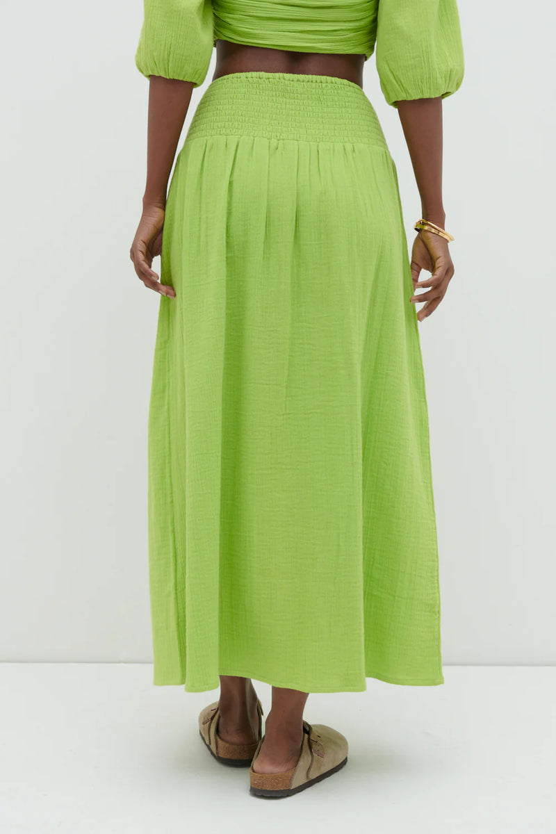 Ingrid Lime Ruched Midaxi Skirt