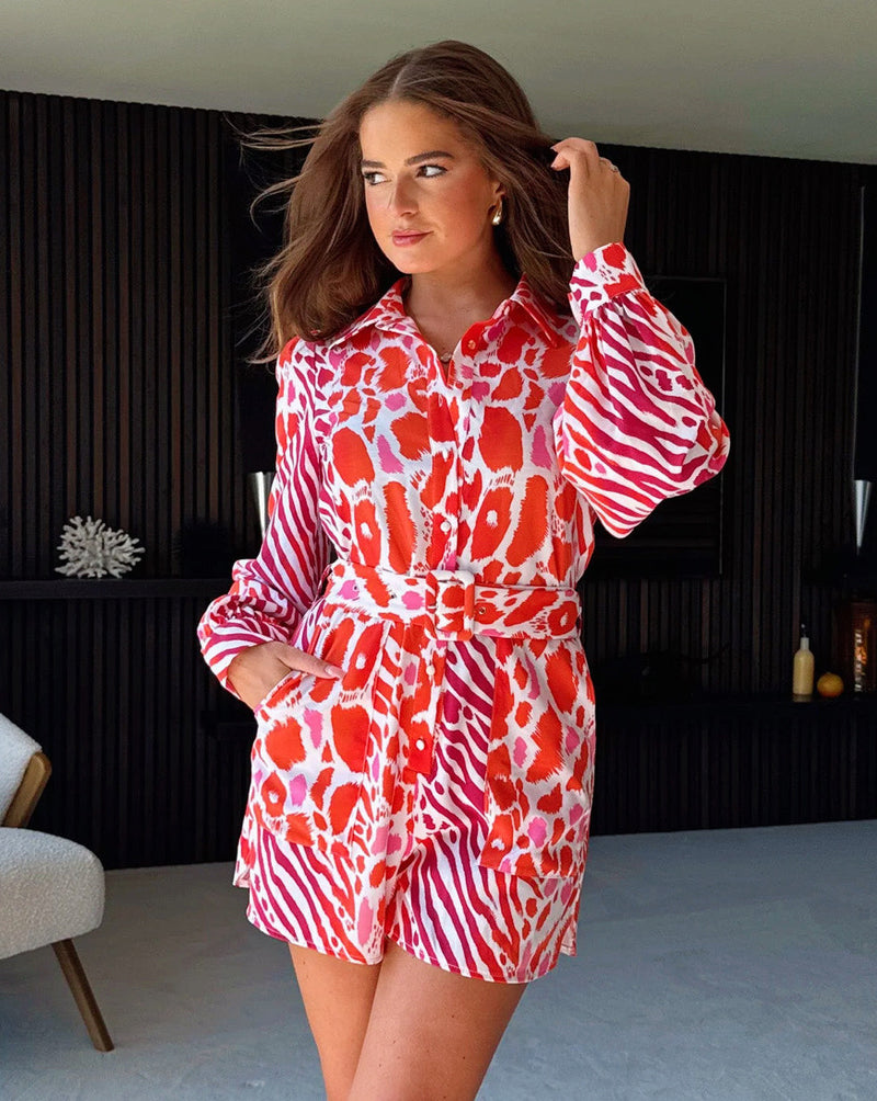 Chester Red Animal Playsuit Pretty Parade Boutique