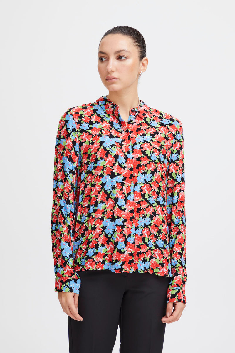 ICHI Multi Floral Coral Blouse
