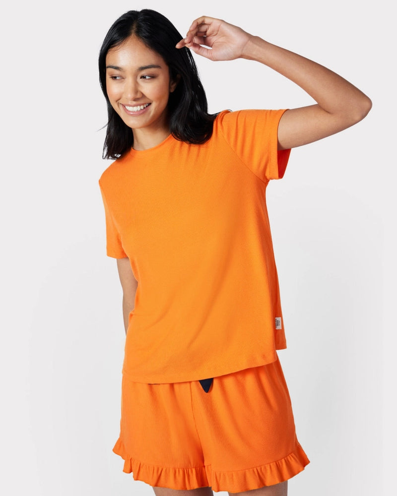 Ribbed Orange Pyjama Short Set