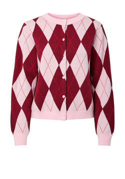 YAS - Burgundy & Pink Diamond Knit