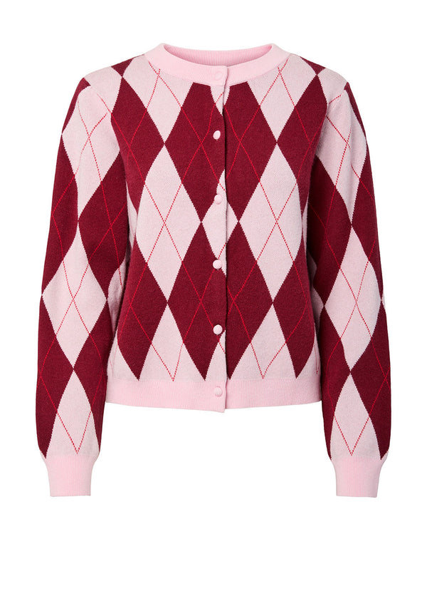 YAS - Burgundy & Pink Diamond Knit