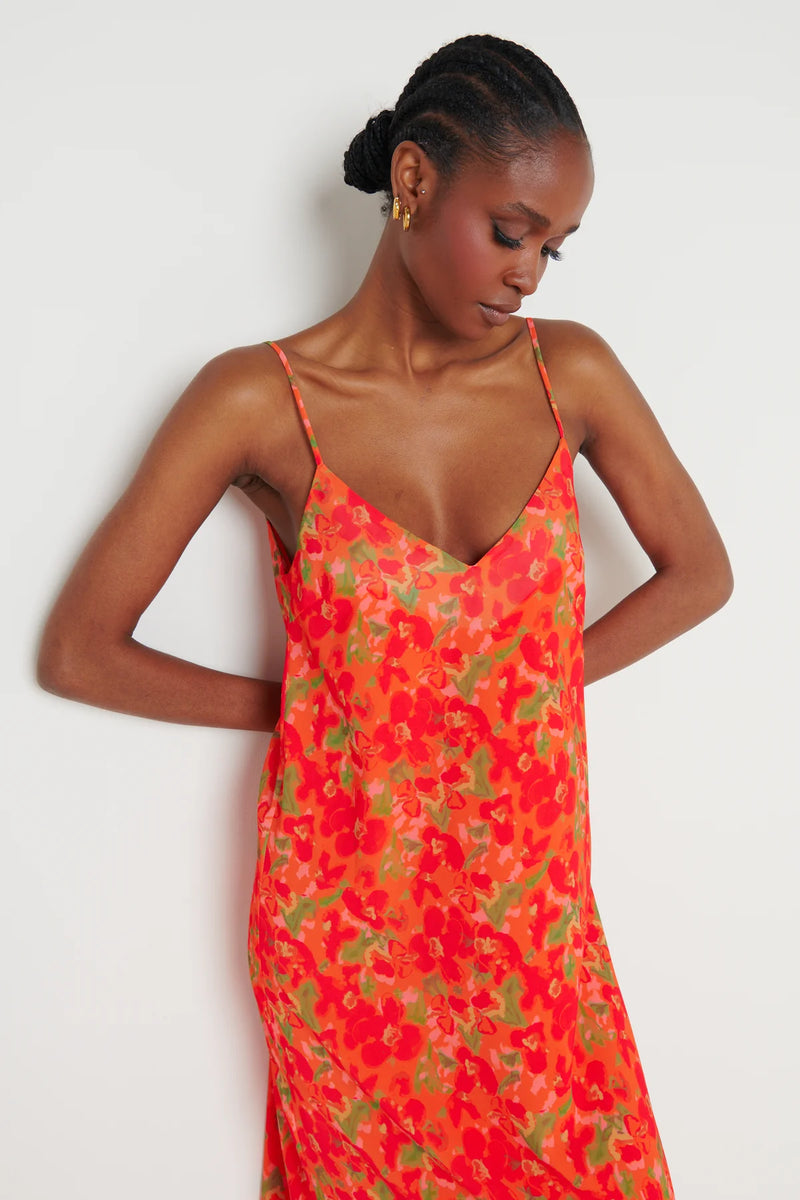 Tina Orange Floral Maxi Dress