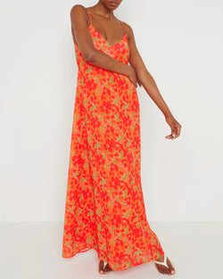 Tina Orange Floral Maxi Dress