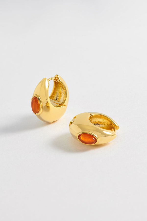 Estella Bartlett - Red Agate Chunky Gold Earrings