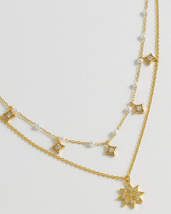 Estella Bartlett - Pearl Star Double Chain Necklace