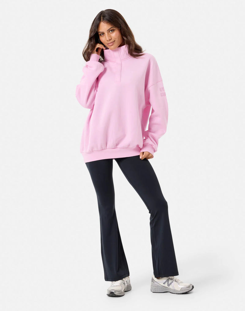 Gym & Coffee - Snap Collar Sierra Sweatshirt Baby Pink