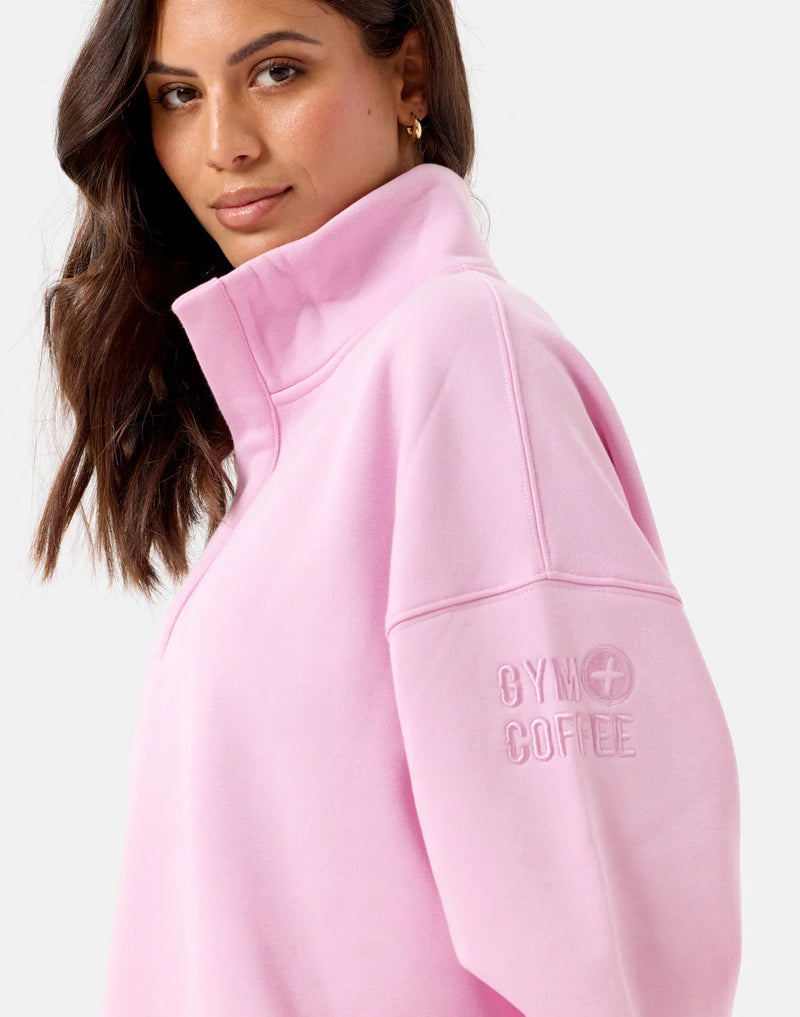 Gym & Coffee - Snap Collar Sierra Sweatshirt Baby Pink