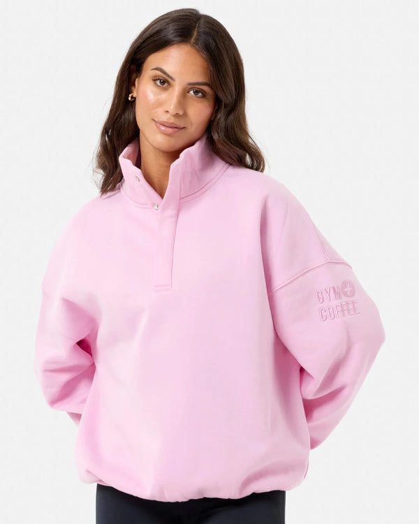 Gym & Coffee - Snap Collar Sierra Sweatshirt Baby Pink