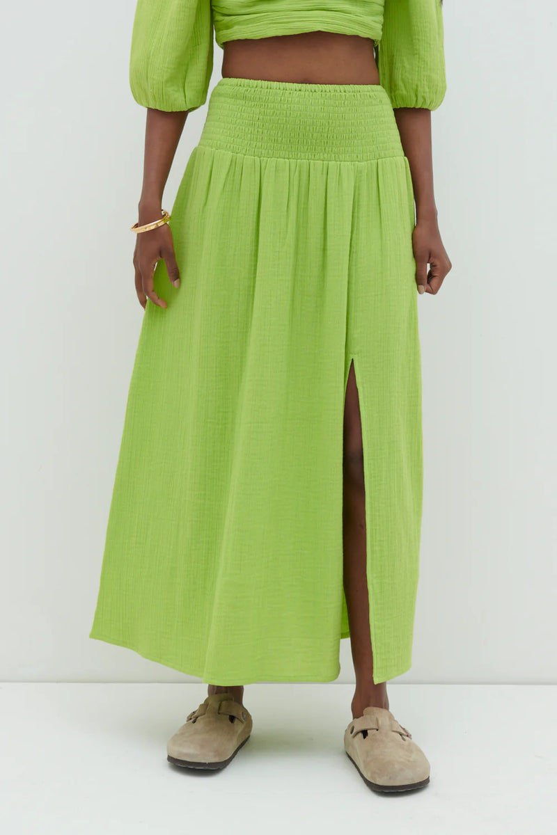 Ingrid Lime Ruched Midaxi Skirt