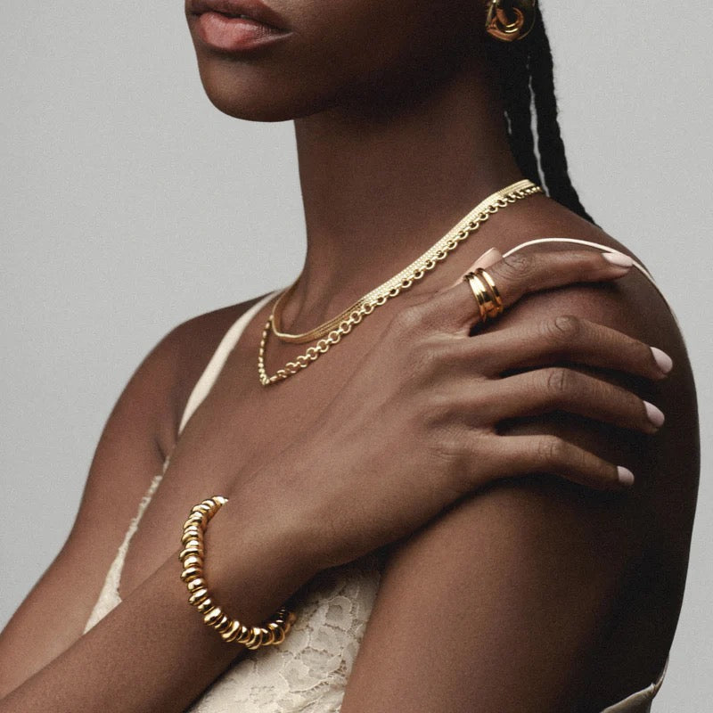 ORELIA - Polished Metal Nugget Bracelet