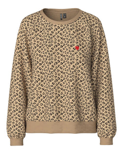PIECES - Leopard Heart Sweatshirt