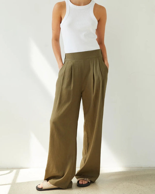 Alexis linen trousers - khaki