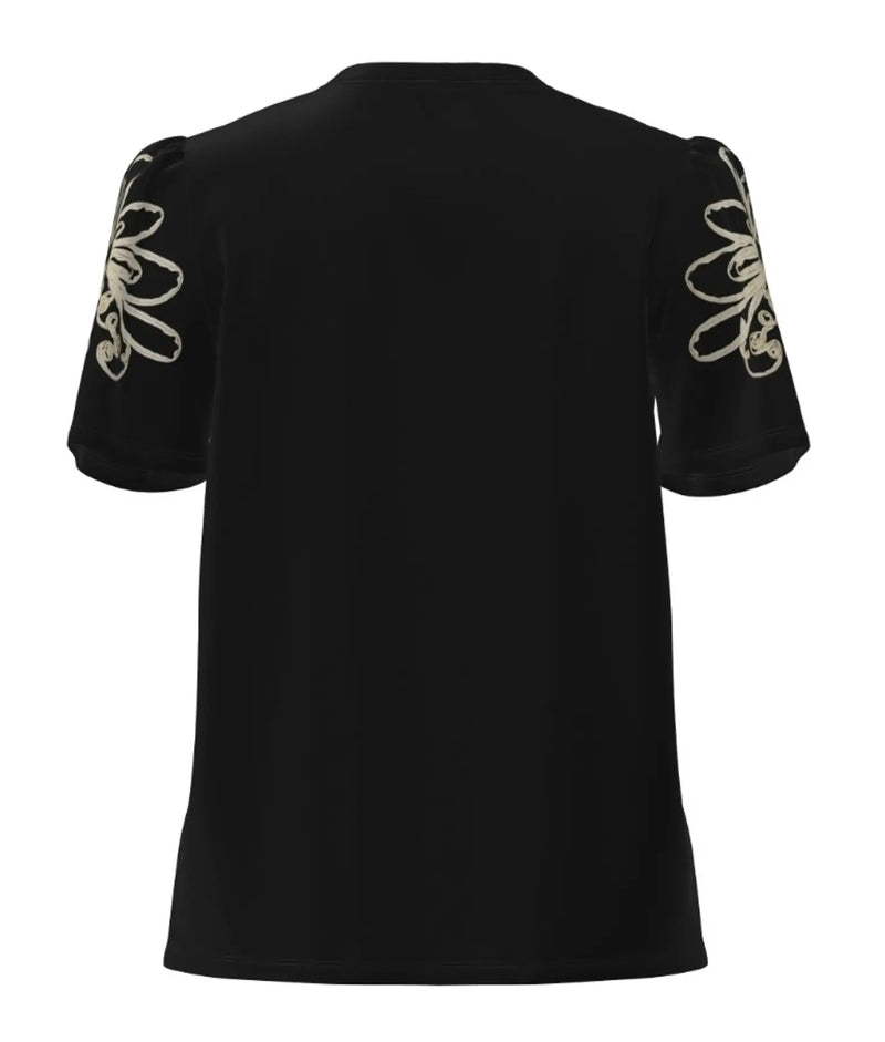 OBJECT - Black Caroline Embroidery Tee