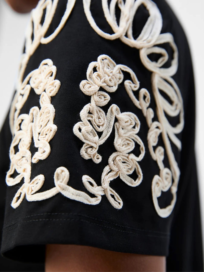 OBJECT - Black Caroline Embroidery Tee