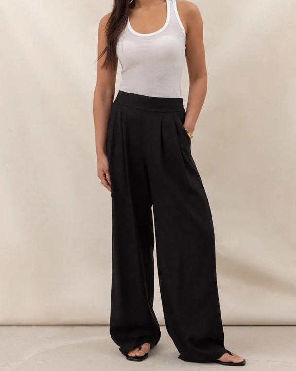 Alexis Linen Trousers -Black